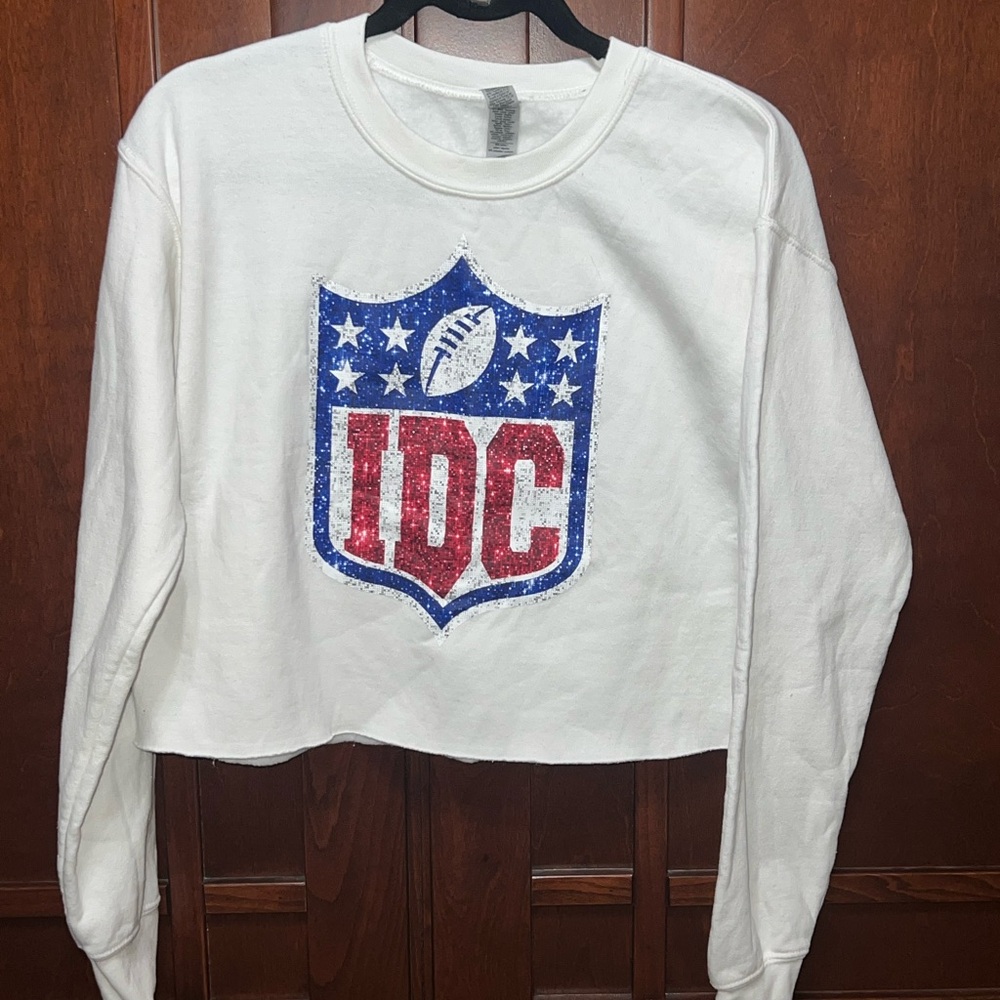 White Cropped Sweatshirt with IDC Logo
